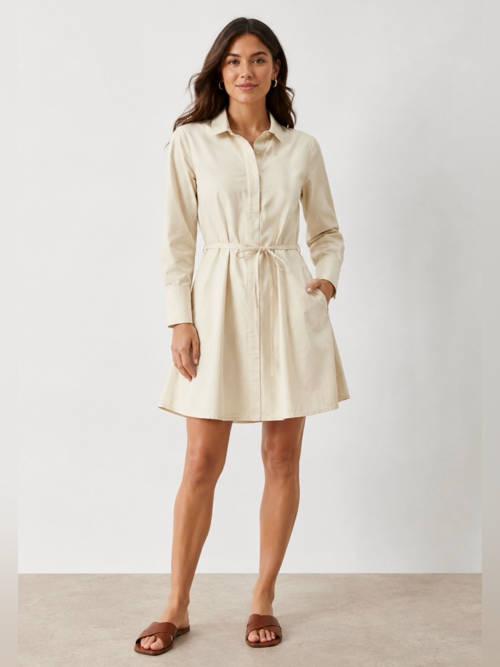 Madewell Cream Long-Sleeve Shirt Dress